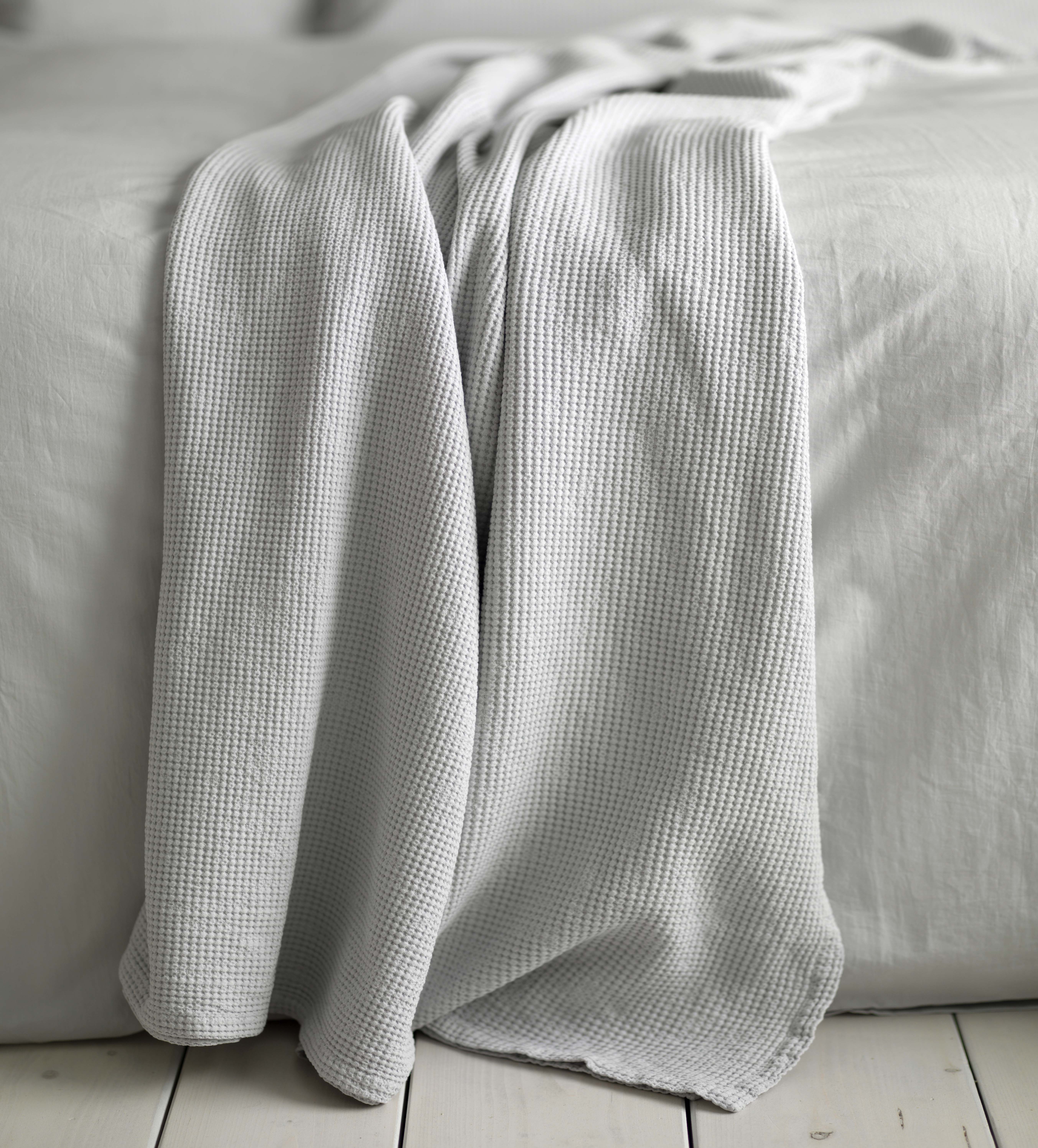 Waffle Light Grey Throw - 100% Cotton 