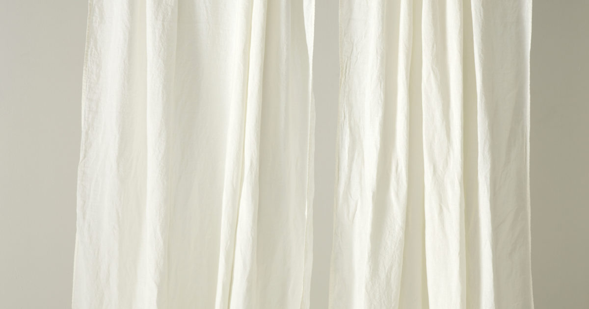 Cream 100 Linen Loop Top Curtain (Single) Secret Linen Store