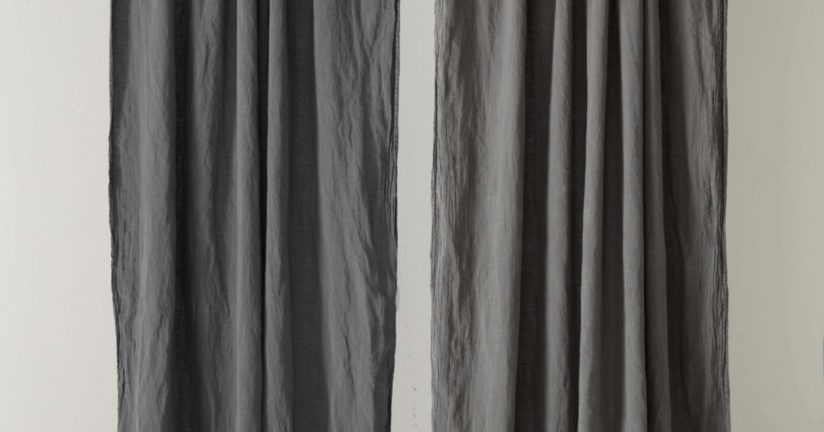 Charcoal 100 Linen Loop Top Curtain Single Secret Linen Store