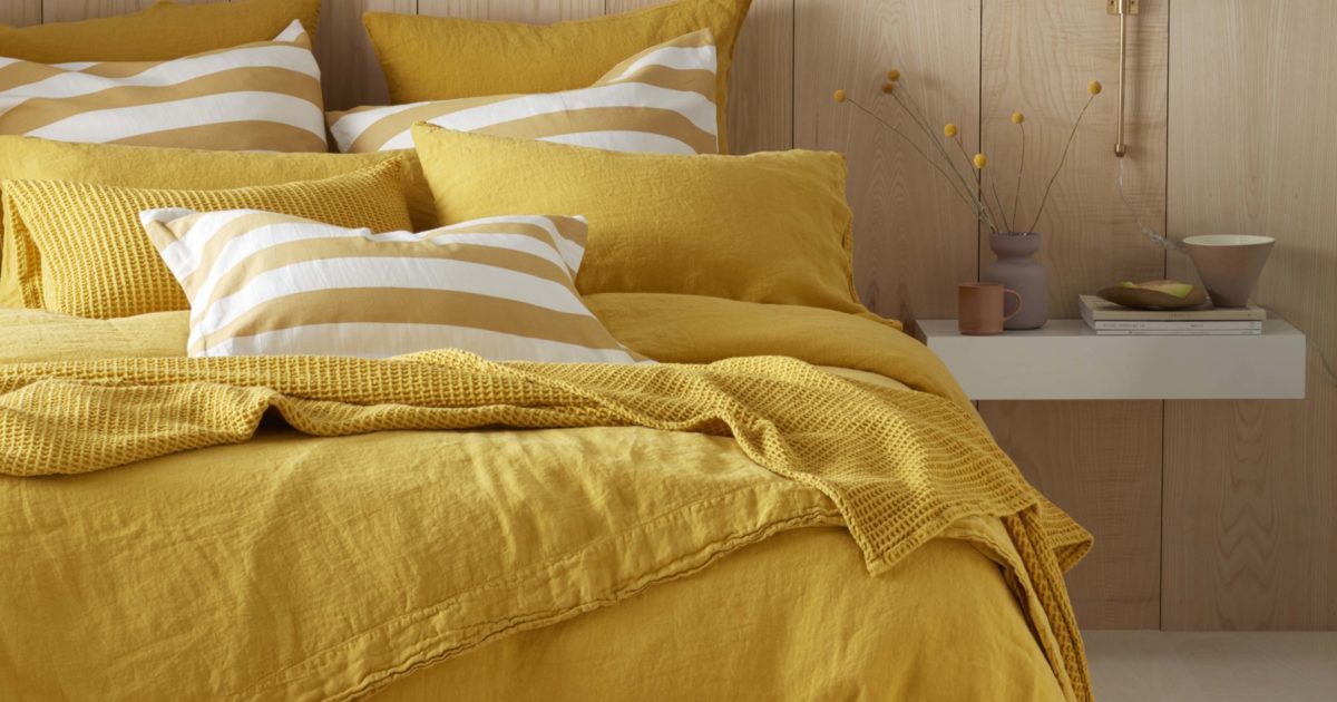 Mustard Yellow 100% Linen Bedding | Secret Linen Store