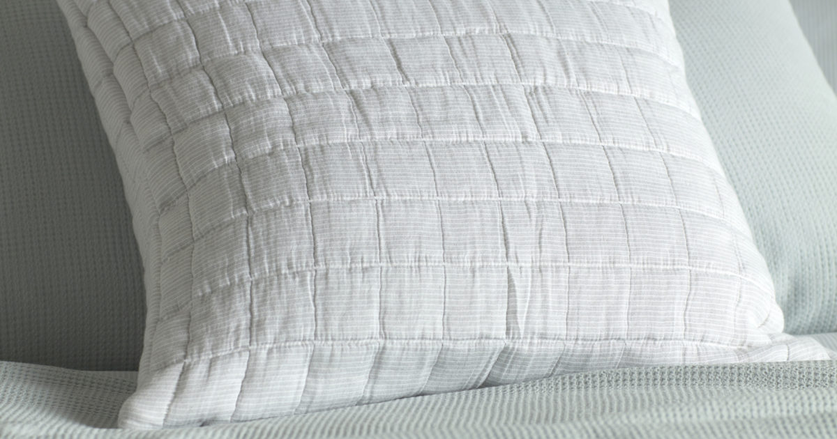Quilted Grey & White Stripe Cushion Secret Linen Store
