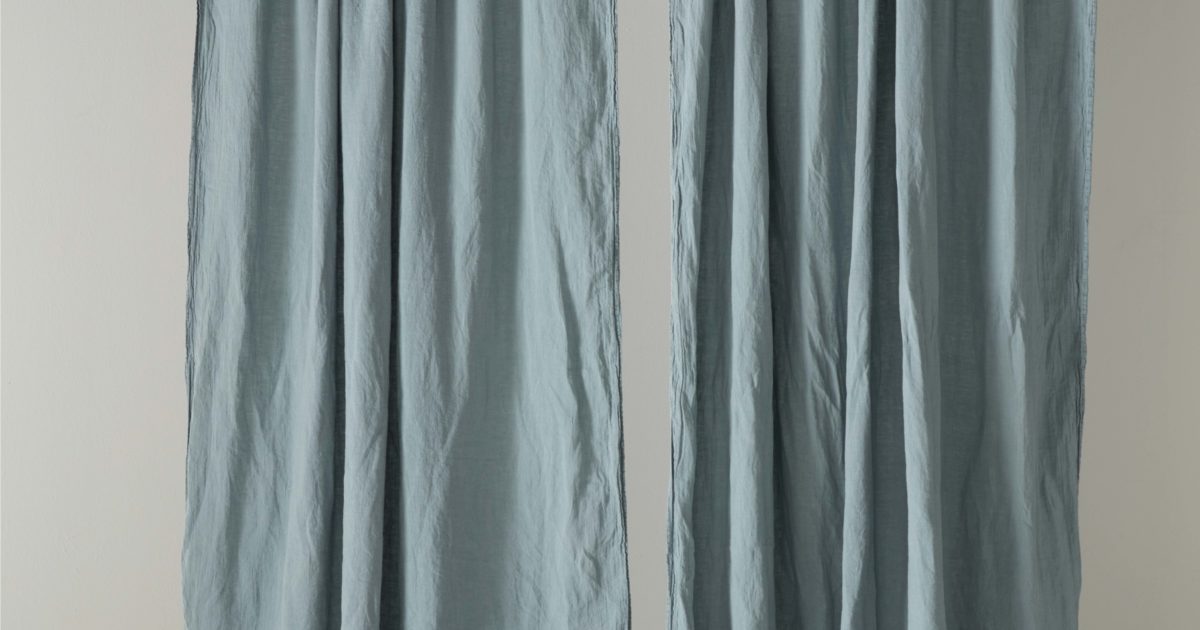 Teal 100 Linen Loop Top Curtain (Single) Secret Linen Store
