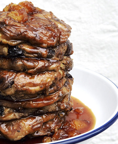 Hot Cross Bun French Toast with Orange Caramel Sauce