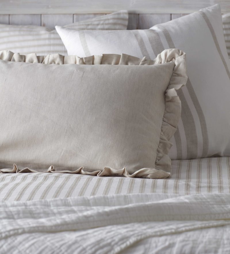 Natural Linen Frilled Pillowcase Secret Linen Store