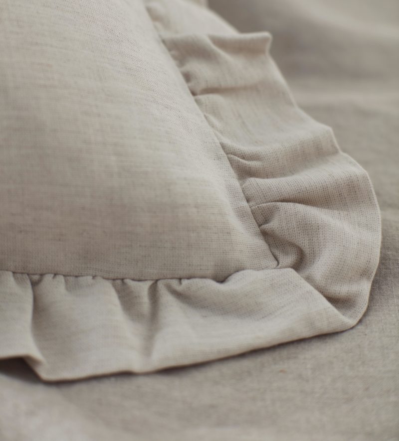 Natural Linen Frilled Pillowcase Secret Linen Store