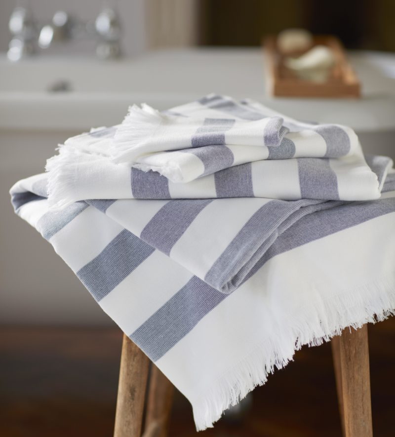 Navy Blue Striped Towels 100 Cotton Secret Linen Store