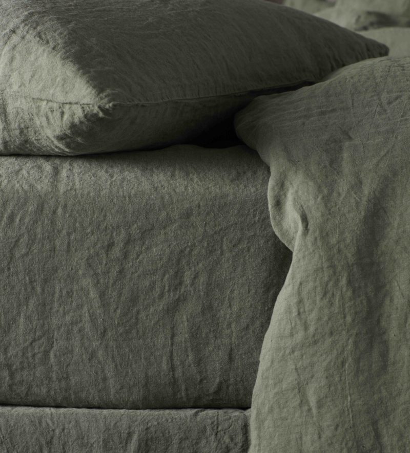 Olive Green 100 Linen Bedding Secret Linen Store