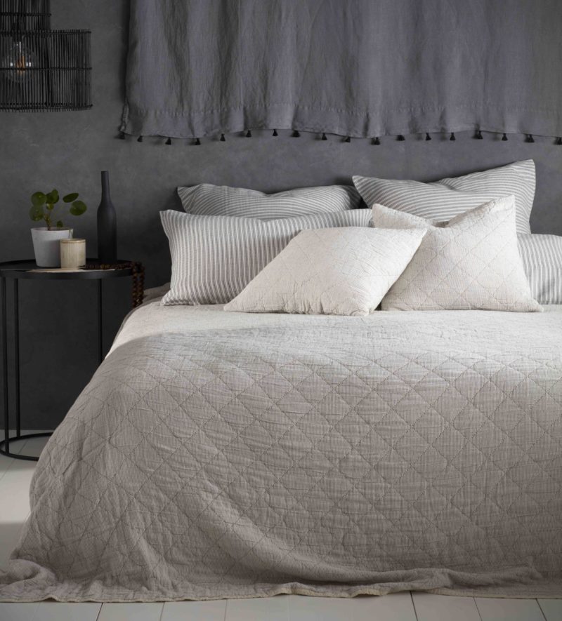 Black And Natural Stripe Cushion Bed Throw Secret Linen Natural Stripe Cushion And Bed Throw, Black Bed Throws King Size