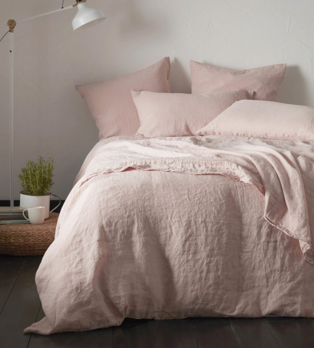 Blush Pink 100 Linen Duvet Cover Single