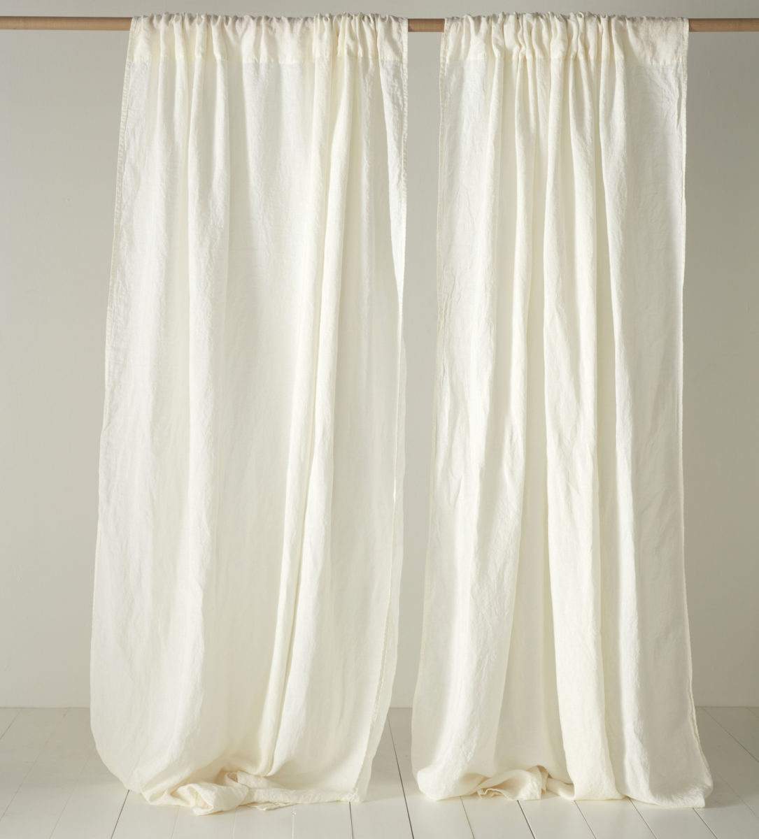 Cream 100 Linen Loop Top Curtain (Single) Secret Linen Store
