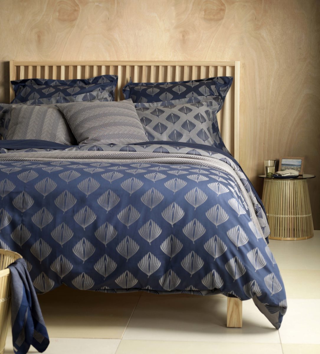 Herringbone Midnight Blue Throw 100 Cotton Secret Linen Store