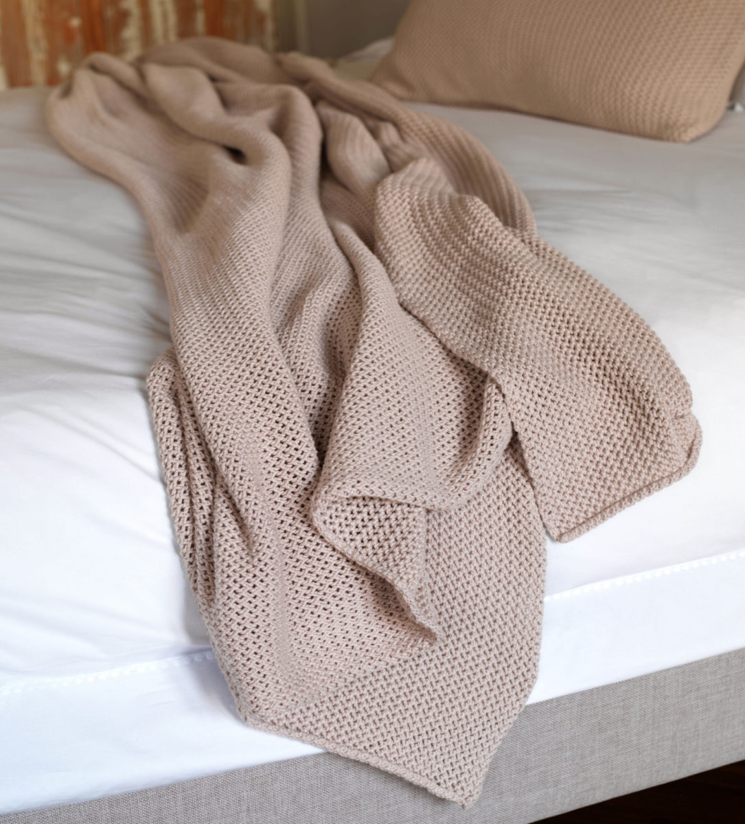 Pink Knitted Cotton Throw Secret Linen Store