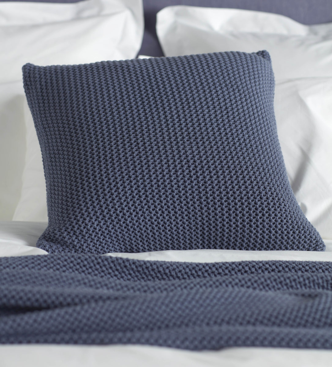 Knitted Blue Cotton Cushion Cover Secret Linen Store