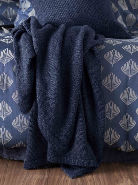 Knitted Blue Marl Bed Throw