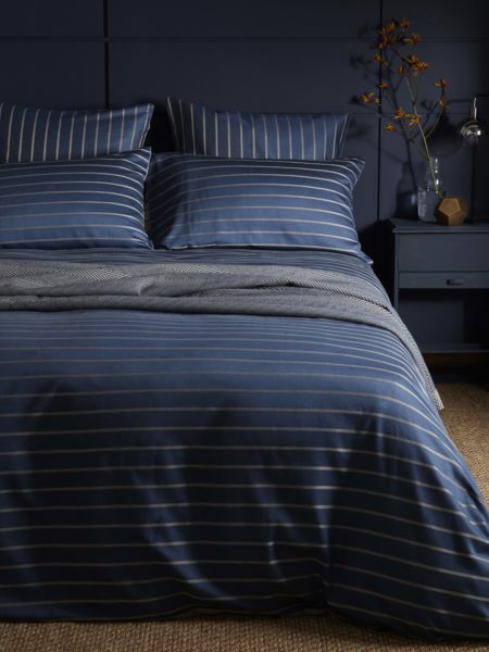 Emperor Duvet Covers Luxury Bedding Secret Linen Breton Stripe Midnight Blue Duvet Cover