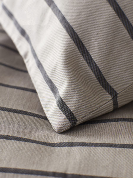 Breton Stripe Pewter Grey Bed Linen
