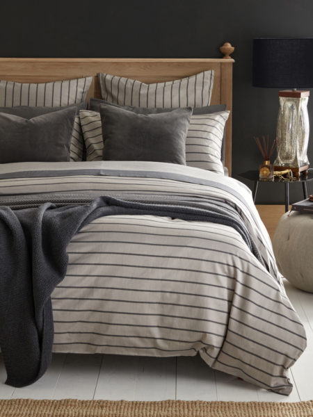 Breton Stripe Pewter Grey Bed Linen