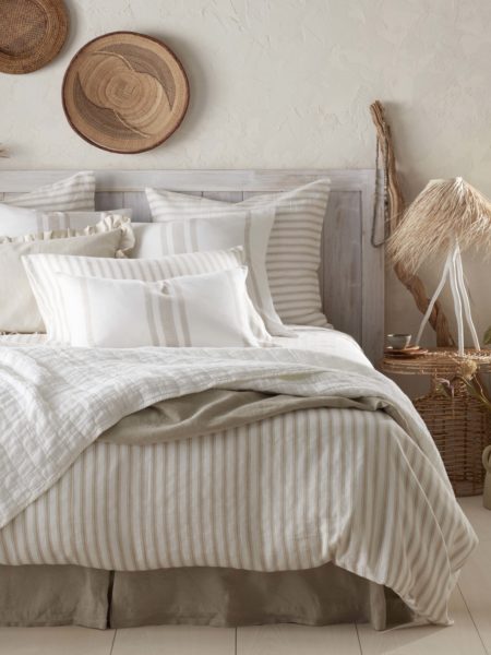 French Ticking Stripe Natural Bed Linen