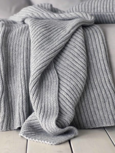Knitted Wool Grey Marl Bed Throw