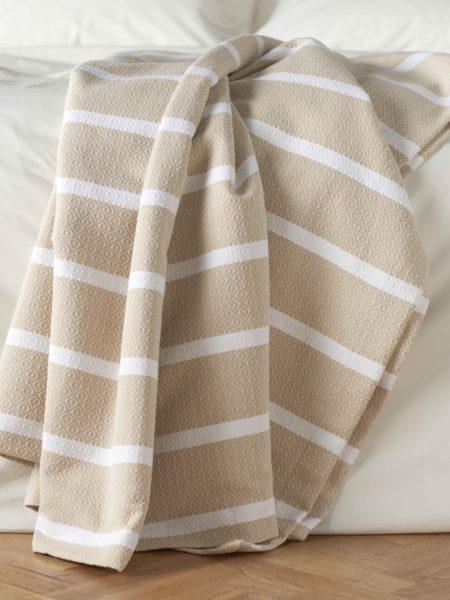 Yellow Stripe Bed Throw