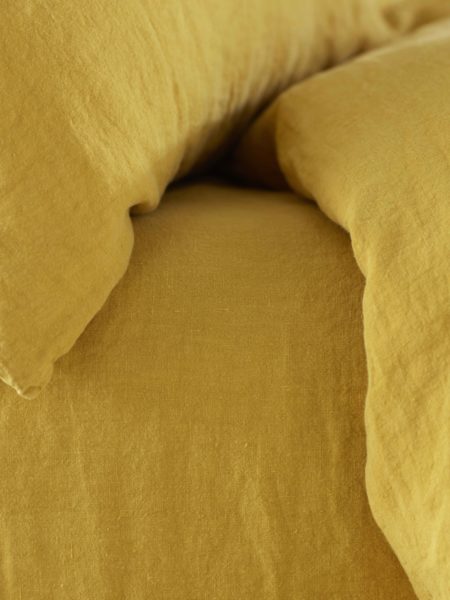 Mustard Yellow 100% Linen Fitted Sheet