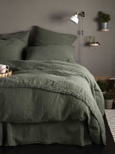Olive Green 100% Linen Bed Linen