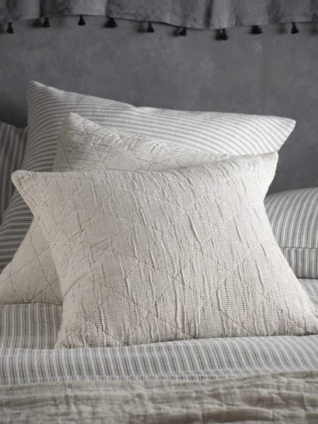 Black and Natural Stripe Cushion Cover and Bed Throw