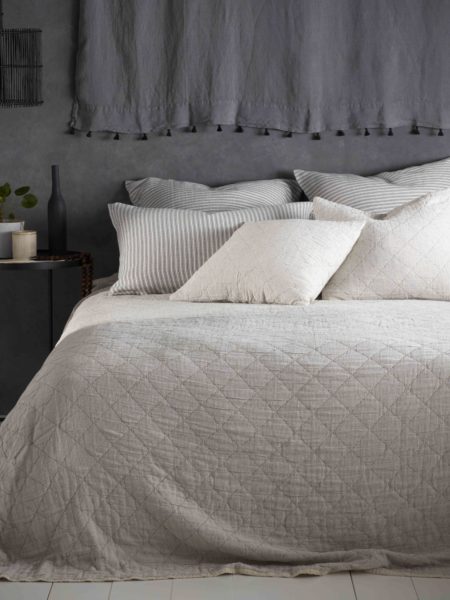 Black and Natural Stripe Bed Throw