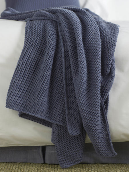 knitted blue cotton throw
