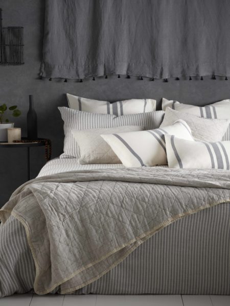 Ticking Stripe Grey Bed Linen