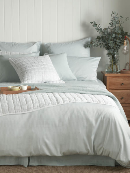 Tiny Stripe Duck Egg Bed Linen