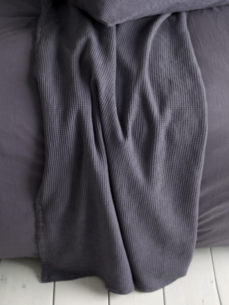 Waffle Aubergine Cushion and Throw