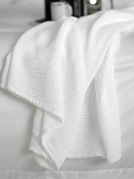 Waffle White Cushion Cover and Bed Throw
