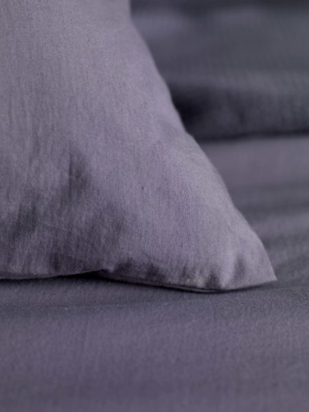 Washed Cotton Percale Aubergine Duvet Cover