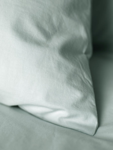 Washed Cotton Percale Duck Egg Flat Sheet