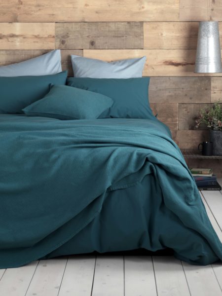 Washed Cotton Percale Teal Duvet Cover
