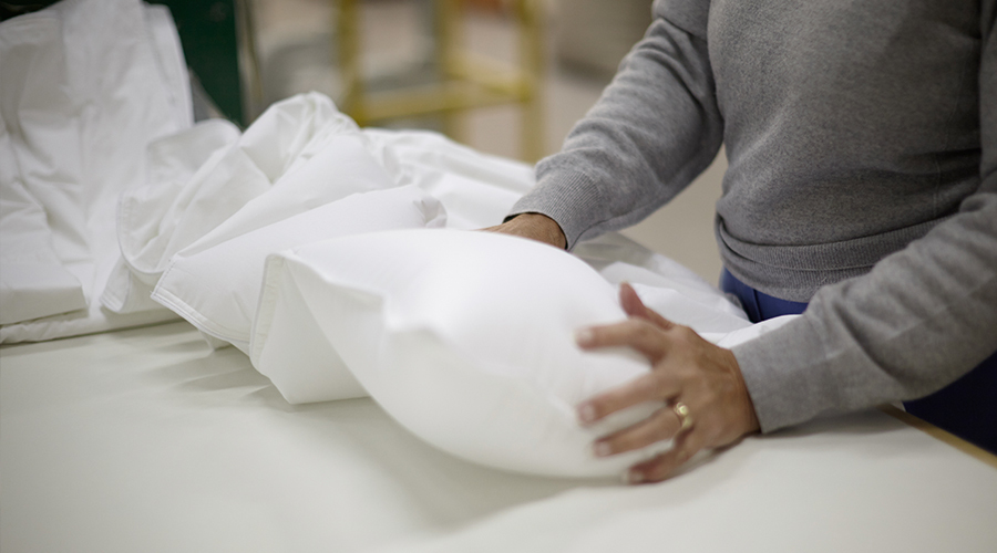 Duvets and Pillows Being Filled Duvets and Pillows Being Filled