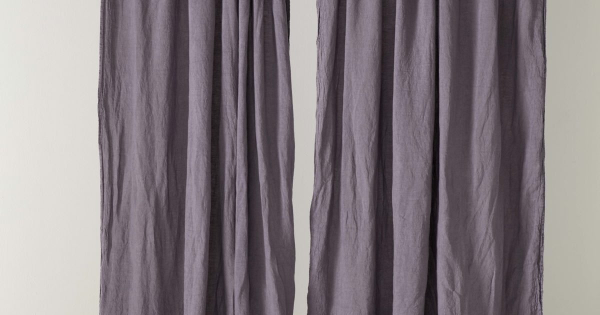 Aubergine 100 Linen Loop Top Curtain (Single) Secret Linen Store