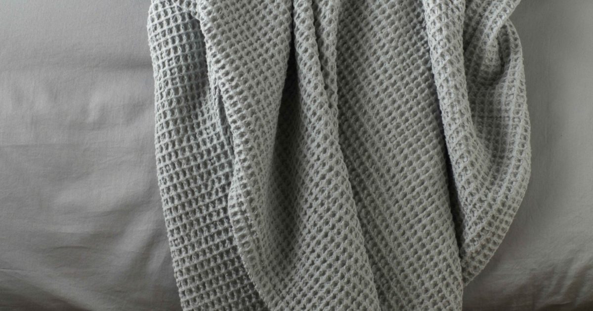 Sage Big Waffle Bed Throw Secret Linen Store