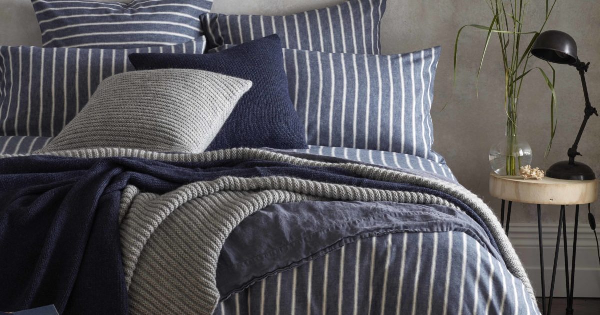 Ticking Stripe Blue Duvet Cover Brushed Cotton Secret Linen - French Ticking Bedding Ticking Stripe Blue Duvet Cover Brushed Cotton Secret Linen - French Ticking Bedding