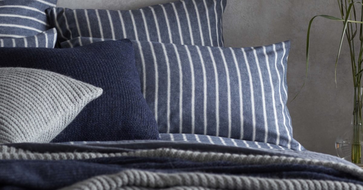 Ticking Stripe Blue Pillowcase FRENCH TICKING pillow cover denim blue