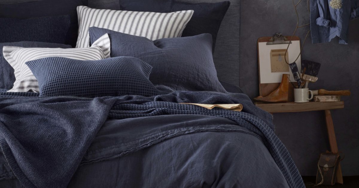 Navy Blue 100 Linen Bedding Natural Bedding Secret Linen Store
