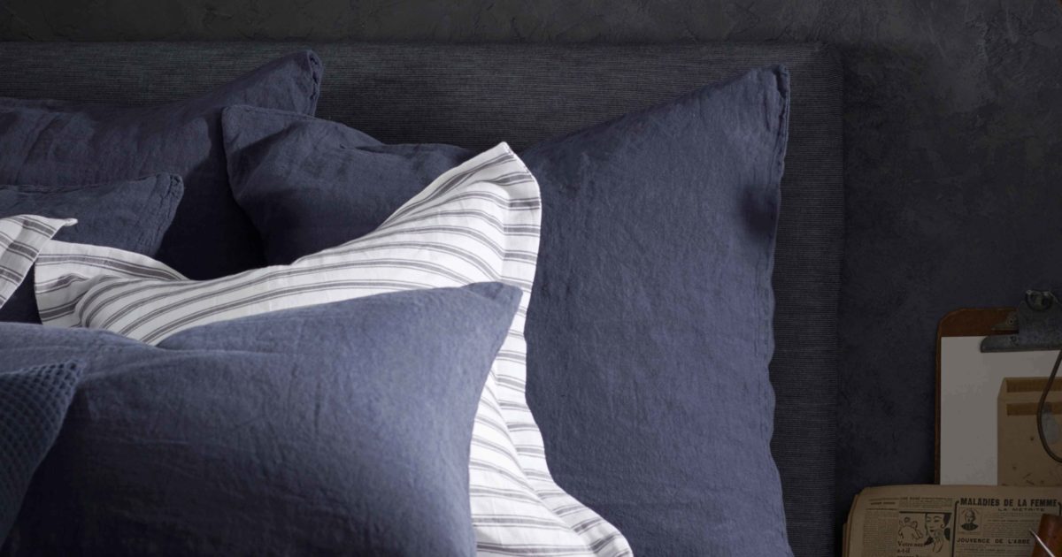 Navy Blue 100 Linen Pillowcase Natural Bedding Secret Linen Store