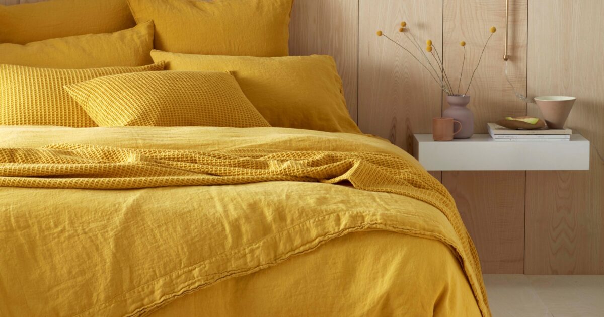 Mustard Yellow 100 Linen Bedding Secret Linen Store