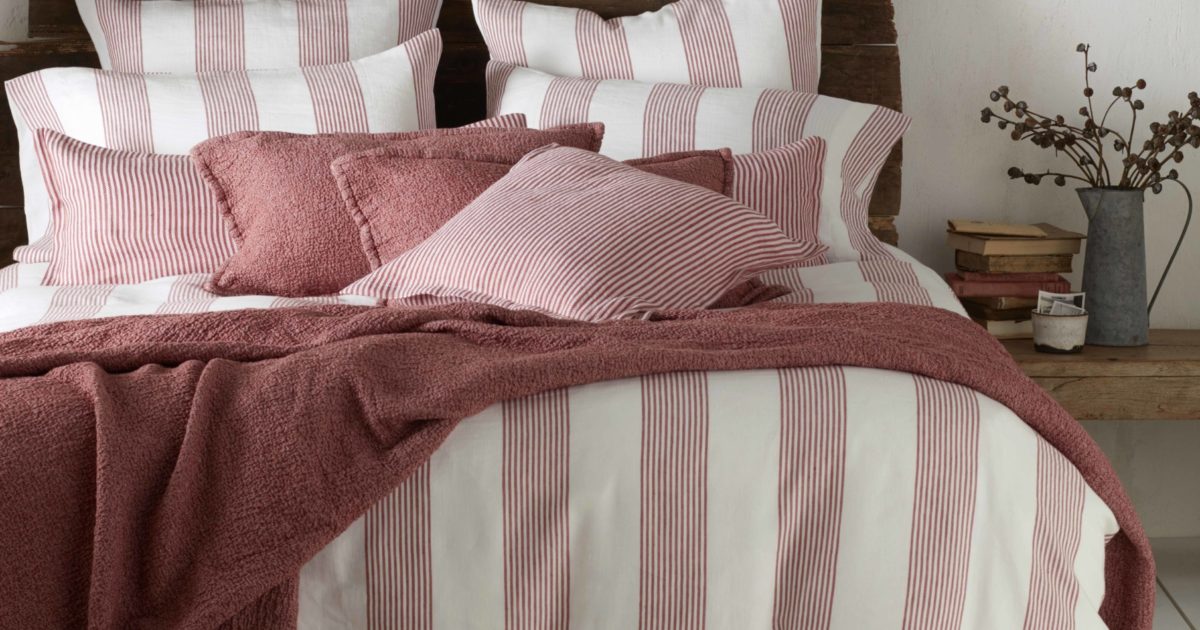 Red Ticking Striped Bed Linen Secret Linen Store
