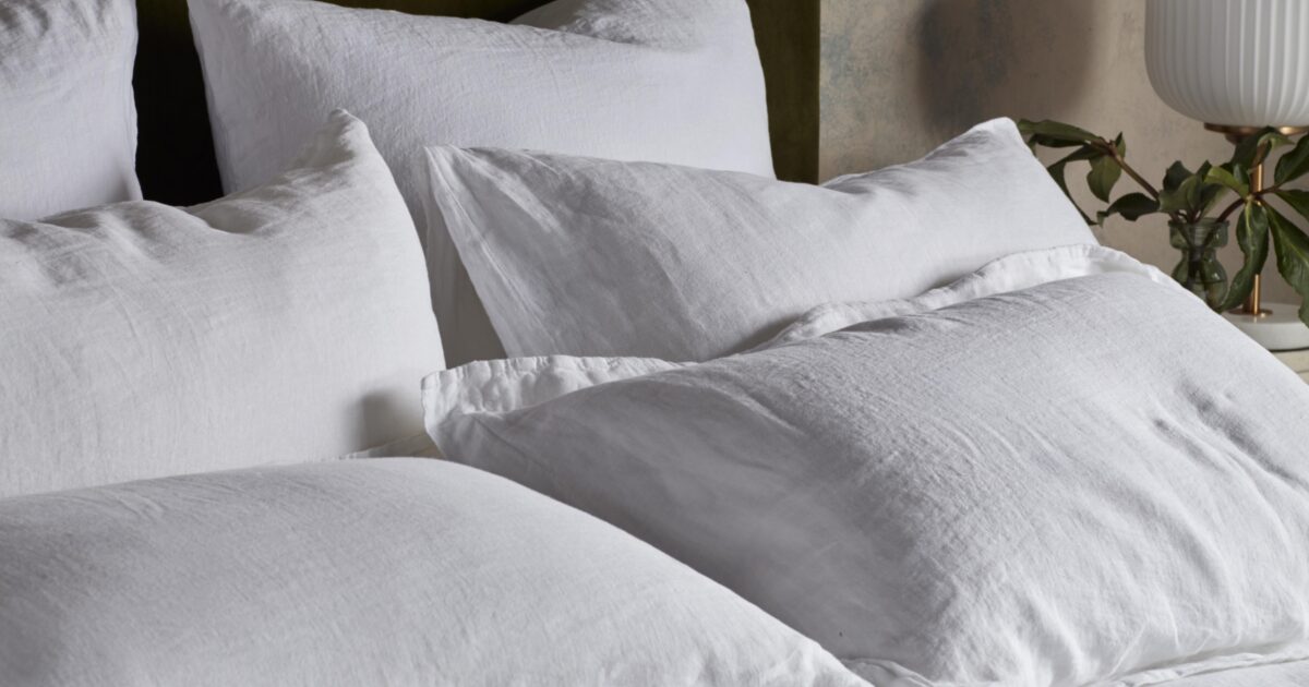 White 100 Linen Oxford Pillowcase Secret Linen Store