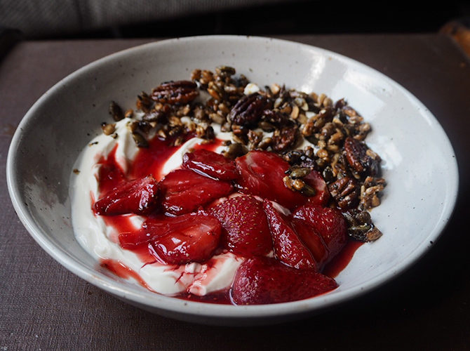 Lemon Roasted Strawberries with Seeds and Greek Yoghurt