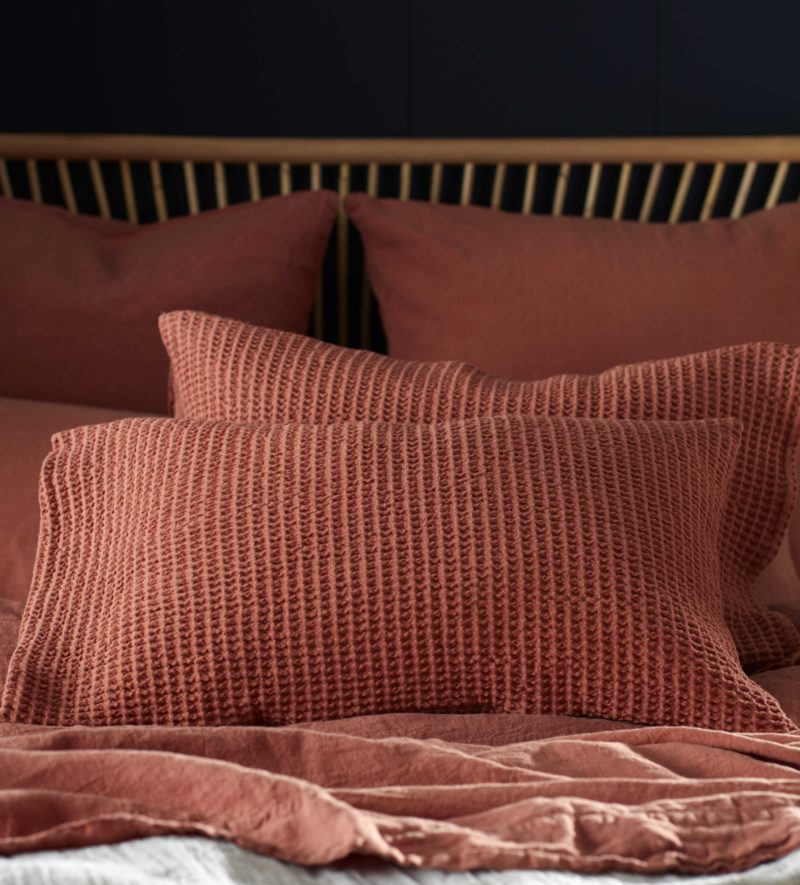 Spice Big Waffle Bed Throw and Cushion Cover Secret Linen Store