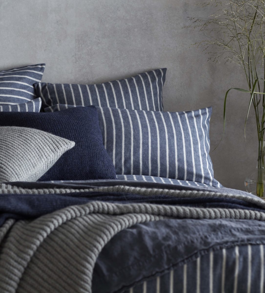 Ticking Stripe Blue Pillowcase | Brushed Cotton | Secret Linen Store Ticking Stripe Blue Pillowcase | Brushed Cotton | Secret Linen Store