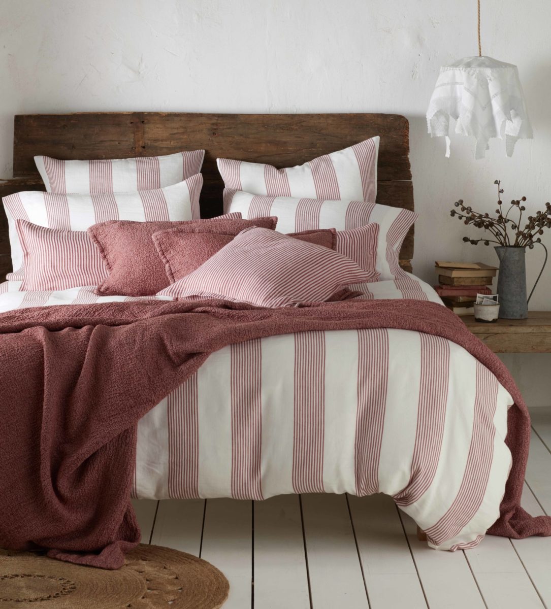 Red Ticking Striped Bed Linen Secret Linen Store